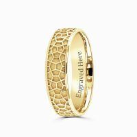 TOUPOP 14K Gold Pentagon Men's Engagement Band Ring Engraved Name Gift-undefined