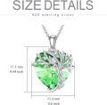 wholesale 925 Sterling Silver & 14K White Gold Plated Heart Tree of Life Necklace with Green Peridot Crystal-0-5