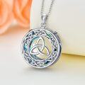 wholesale 925 Sterling Silver Metal Blue Crystal Celtic Knot Heart Pendant Necklace - Irish s for Women-0-1