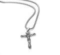 wholesale Silver Plated Copper Jesus Crucifix Cross Pendant Necklace With Oxidized Silver Finish-0-3