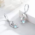 wholesale 925 Sterling Silver Dolphin Earrings with Blue Heart Crystals Circle Hoop Ocean Nautical Jewelry for Women-0-3