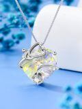 wholesale 925 Sterling Silver Heart Pendant Necklace Wholesale With Red Crystal-0-1