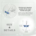 wholesale 925 Sterling Silver Blue Enamel Dragonfly Drop Earrings for Women Girls  4cm Long-0-4