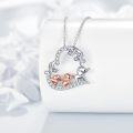 wholesale 925 Sterling Silver Elephant Family Pendant Necklace with Cubic Zirconia Hearts and Chain Gift for Women-0-2