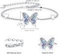 wholesale 925 Sterling Silver Blue Opal Inlaid Abalone Shell Butterfly Heart Charm Adjustable Bracelet for Women-0-4