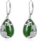 wholesale 14K Gold Plated Sterling Silver Round Natural Jade Earrings for Women-0-30