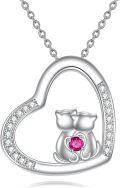 wholesale 925 Sterling Silver Blue Moonstone Cat Heart Pendant Necklace for Women-0-0