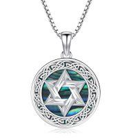 wholesale 925 Sterling Silver Celtic Knot Pentacle Necklace Wholesale With Mother Of Pearl Inlay-Star of David-Origami