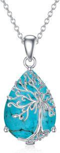 wholesale 925 Sterling Silver Green Moss Agate Tree of Life Pendant Necklace s for Women-0-5