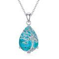 wholesale 925 Sterling Silver Tree Of Life Turquoise Teardrop Pendant Necklace For Women-0-5