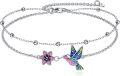 wholesale 925 Sterling Silver Hummingbird & Flower Charm Ankle Anklet for Women and Girls Gift Ideas-0-0