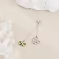 wholesale 925 Sterling Silver Honeycomb & Bee Charm Lariat Y-Necklace with CZ Stones and Gold Plated Wings (18+2 Extender)-0-2