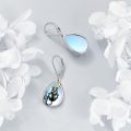 wholesale 925 Sterling Silver Moonstone Black Cat Leverback Drop Earrings for Women-0-3