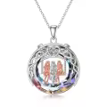 TOUPOP Sterling Silver Crystal 3 Sisters Necklace Gift For Women-0-0