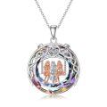 TOUPOP Sterling Silver Crystal 3 Sisters Necklace Gift For Women-0-0