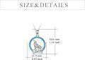 wholesale 925 Sterling Silver Blue Opal Wolf Howling Moon Pendant-0-2