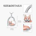 wholesale 925 Sterling Silver Heart-Shaped Corgi Pendant Necklace with Cubic Zirconia Accents-0-4