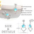 wholesale 925 Sterling Silver Square Shape Blue Opal Hypoallergenic Drop Earrings-0-3
