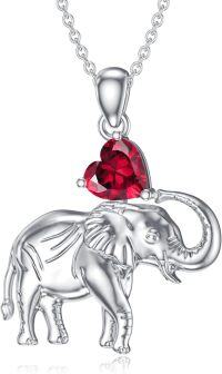 wholesale  Silver Gemstone Elephant Pendant Necklace for Women ( chars)-July