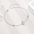 wholesale 925 Sterling Silver Blue Crystal Butterfly Charm Ankle Anklet for Women-0-1