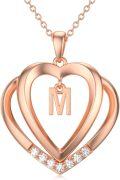 wholesale Sterling Silver Moissanite Heart Initial Pendant Necklace for Her-0-0