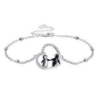 wholesale 925 Sterling Silver Heart-Shaped Penguins Charm Bracelet - Gifts for Women-Penguin-A