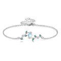 wholesale 925 Sterling Silver Bracelet With Green Leaves And Moonstone Centerpiece-0-0