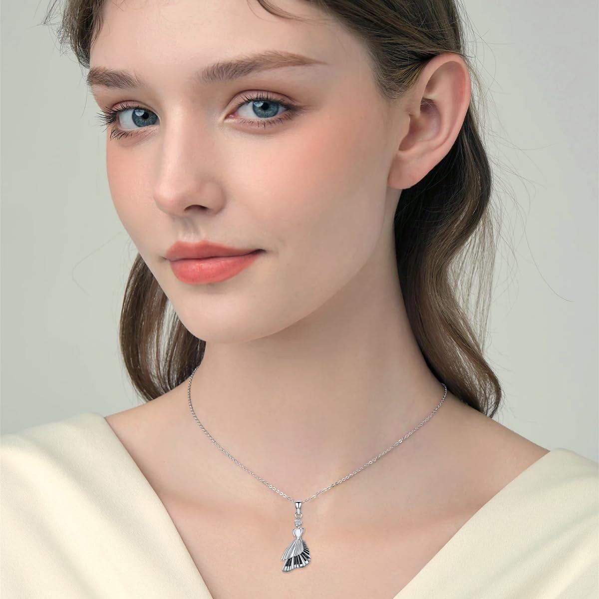 wholesale 925 Sterling Silver Dancing Girl Pendant Necklace with Piano Keys Design for Women and Girls-0-1