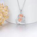 wholesale 925 Sterling Silver Rose Gold Plated Heart-Shaped Flower Pendant with Cubic Zirconia Necklaces for Women-0-3