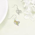 wholesale 925 Sterling Silver Yellow Gold Plated Daisy Heart Shape Drop Earrings-0-2
