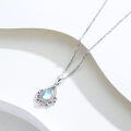 wholesale 925 Sterling Silver Teardrop Blue Moonstone & White Opal Pendant Necklace for Women-0-5