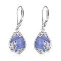 wholesale 925 Sterling Silver Teardrop Earrings Wholesale With Blue Gemstone And Scroll Design-0-28