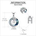 wholesale  Sterling Silver Blue Crystal Moon Star Initial Pendant Necklace Gift -0-10
