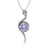 wholesale Metal Stone Snake Birthstone Pendant Necklace for Women-June