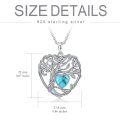 TOUPOP Sterling Silver Turquoise Tree Of Life Pendant Necklace-0-5