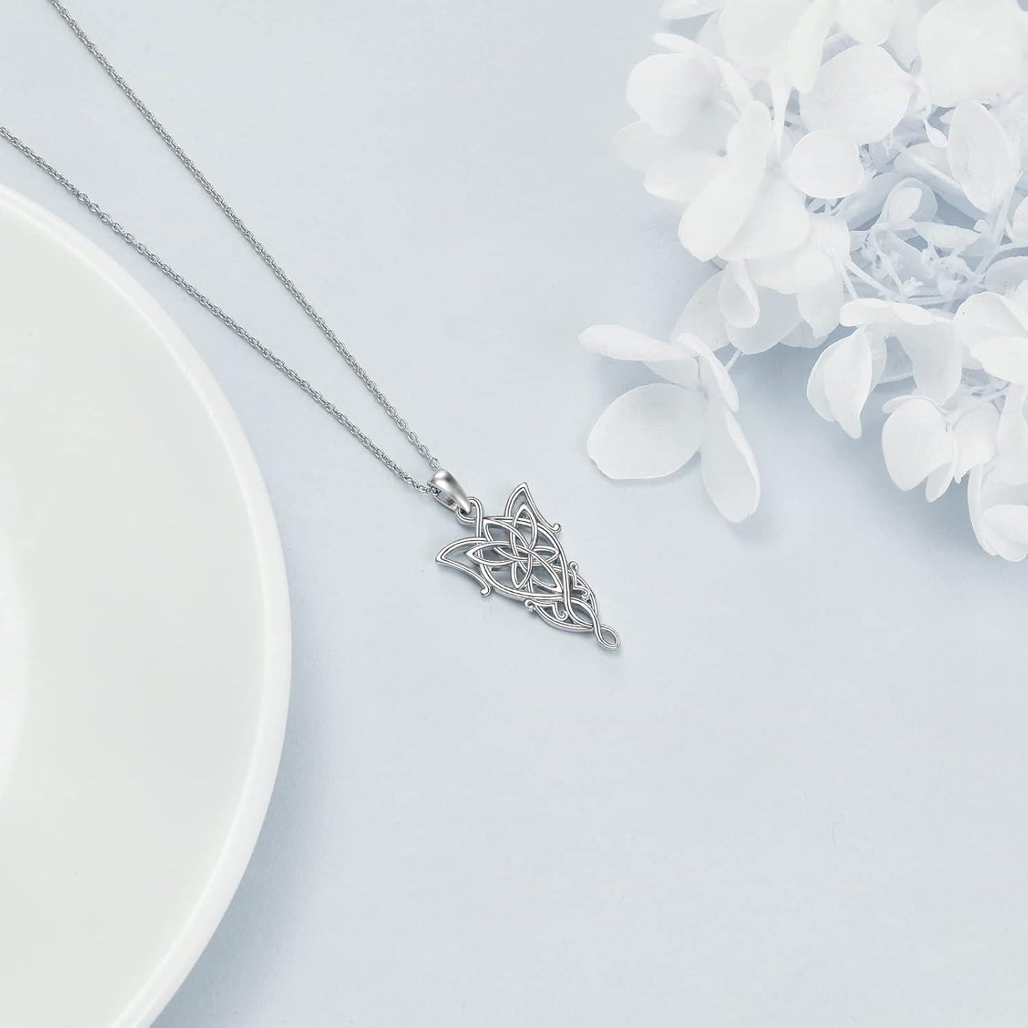 Sterling Silver Stone Arwen Evenstar Pendant Necklace LOTR Inspired Jewelry Gift for Women Men Teens Mothers Day-0-4