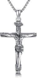 wholesale 925 Sterling Silver Obsidian Malachite Saint Michael Crucifix Pendant for Men's Necklaces-0-0