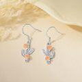 wholesale 925 Sterling Silver Cactus Flower Drop Earrings with Orange Accents-0-2