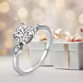 TOUPOP Sterling Silver 3 Stone D Color Vvs1 Moissanite Engagement Ring-0-4