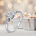 TOUPOP Sterling Silver 3 Stone D Color Vvs1 Moissanite Engagement Ring-0-4