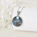 wholesale 925 Sterling Silver Abalone Shell Moonstone Howling Wolf Pendant Necklace-0-2