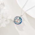 wholesale 925 Sterling Silver Round Blue Crystal Fox Pendant Necklace-0-2