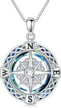 wholesale TOUPOP Compass Necklace For Women 925 Sterling Silver Celtic Knot Compass Pendant Crystal Graduation Jewelry Inspirational Travel Christmas Gifts For Women -0-0