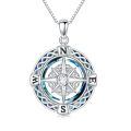 TOUPOP Sterling Silver Crystal Celtic Knot Compass Pendant Necklace-0-0