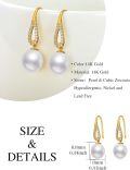 wholesale 14K Gold White Freshwater Pearl Diamond Drop Earrings for Women-0-3