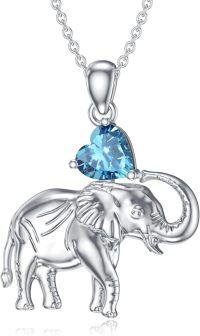 wholesale  Silver Gemstone Elephant Pendant Necklace for Women ( chars)-December