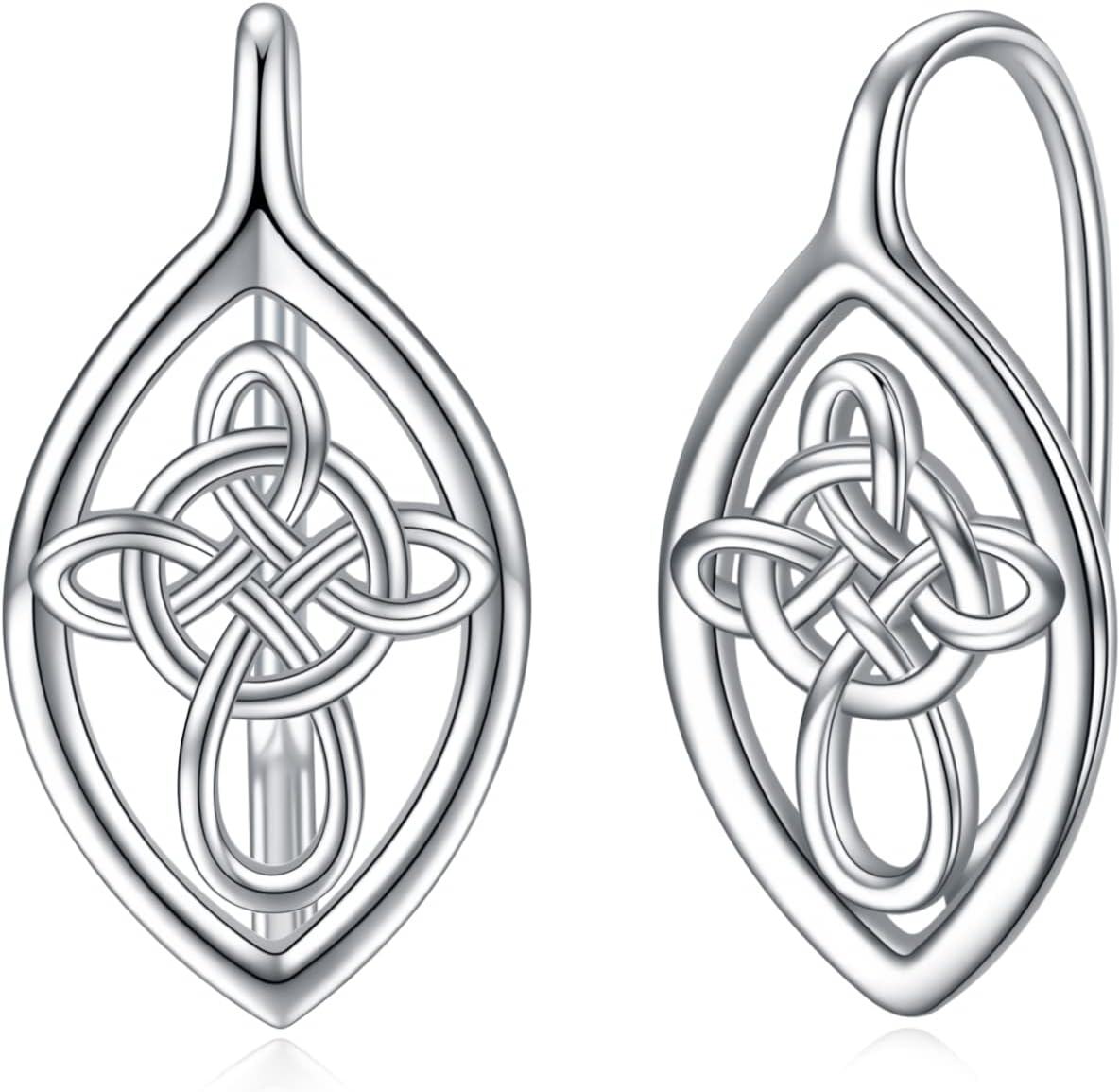 Sterling Silver wiinicaca Celtic Filigree Leverback Dangle Drop Earrings-03-Leverback-Celtic Cross