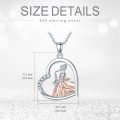 wholesale 925 Sterling Silver Heart-Shaped Pendant with Saxophone Player Design and Cubic Zirconia Stones Necklace for Women & Girls-0-4