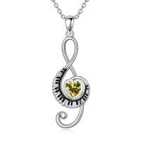 wholesale 925 Sterling Silver Music Note Heart Pendant Necklace-08-August