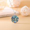 wholesale 925 Sterling Silver Eye of Horus Pendant Necklace with Zircon & Abalone Gemstone, 18.2 Cable Chain, 21x21mm, Gift for Women-0-2
